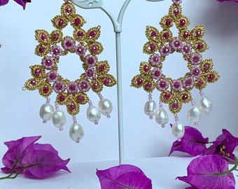 Orecchini chiacchierino- Tatting lace earrings - Chandelier