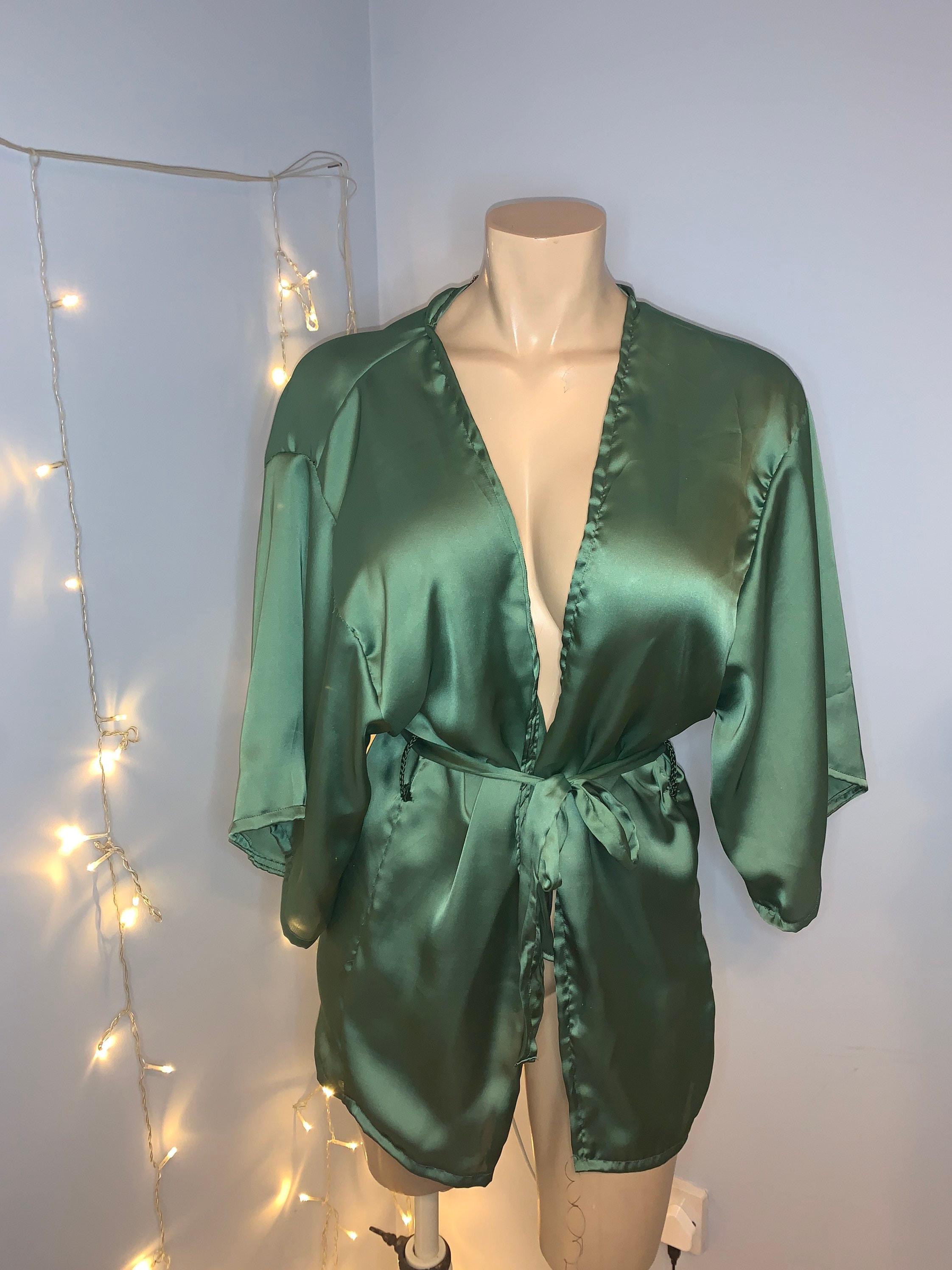 Sage green satin robe Etsy