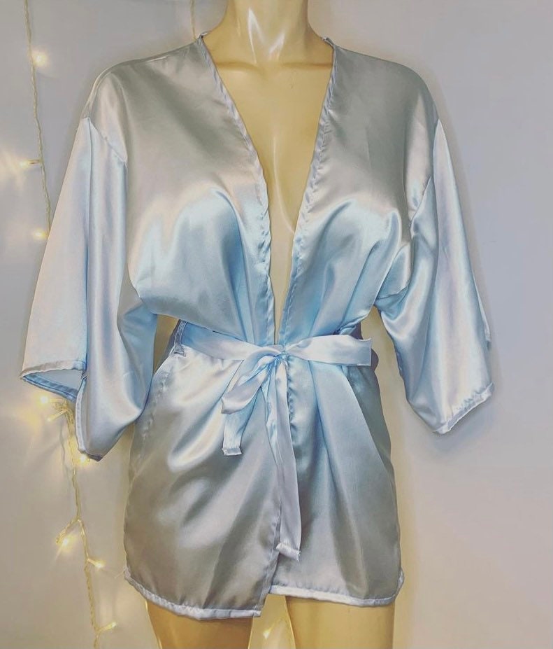 Baby Blue Satin Robe Etsy