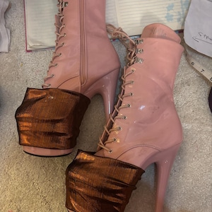 Glossy metallic shiny pole pleaser protector shoe covers