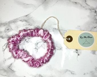 Skinny baby pink satin scrunchie