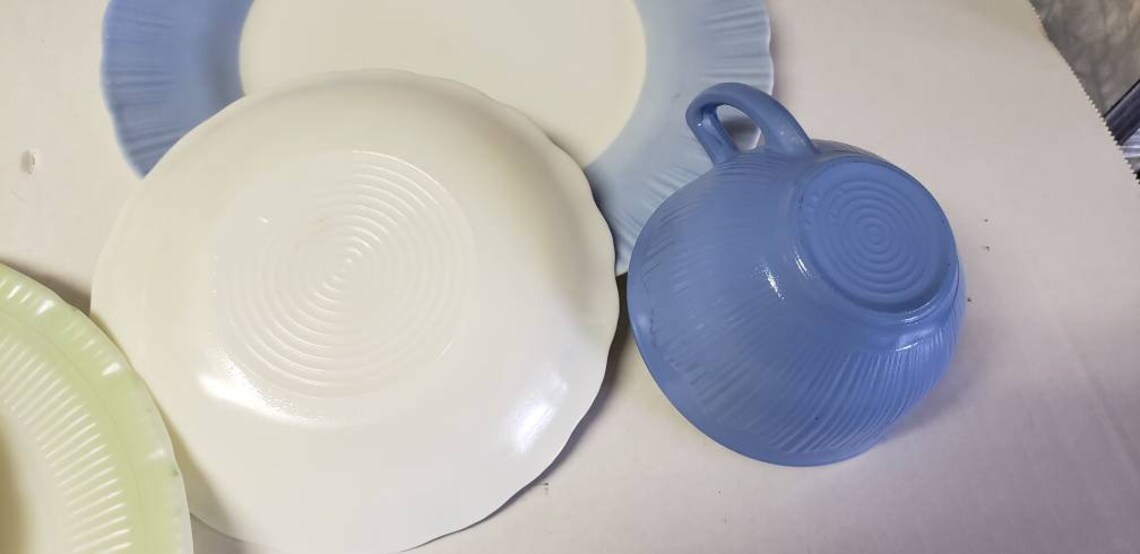 Macbeth Evans Oxford pattern plate with cup and saucer Blue Etsy