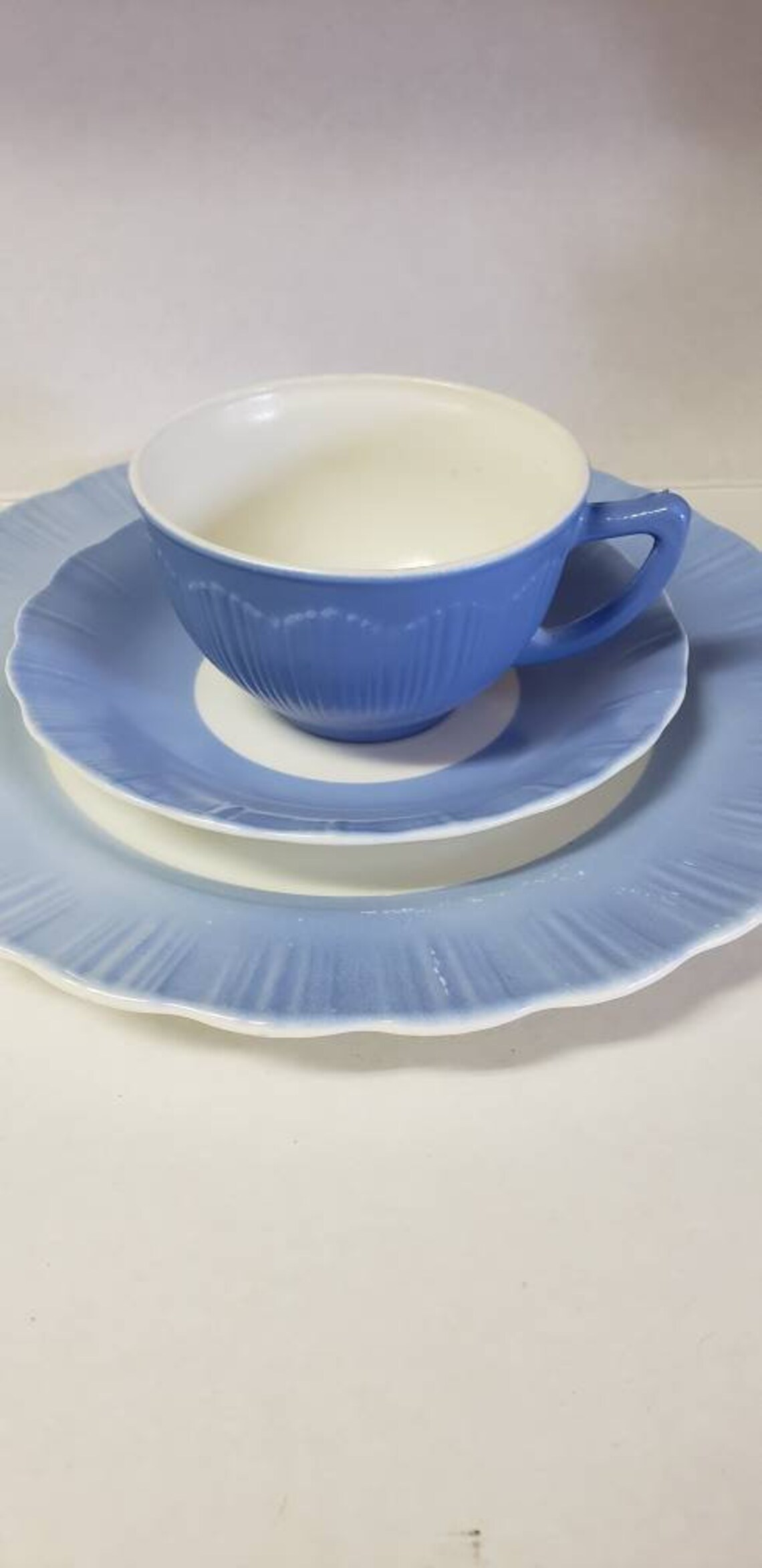 Macbeth Evans Oxford pattern plate with cup and saucer Blue Etsy