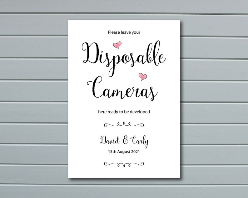 A4 Wedding Sign Please Leave your Disposable Cameras Here Etsy