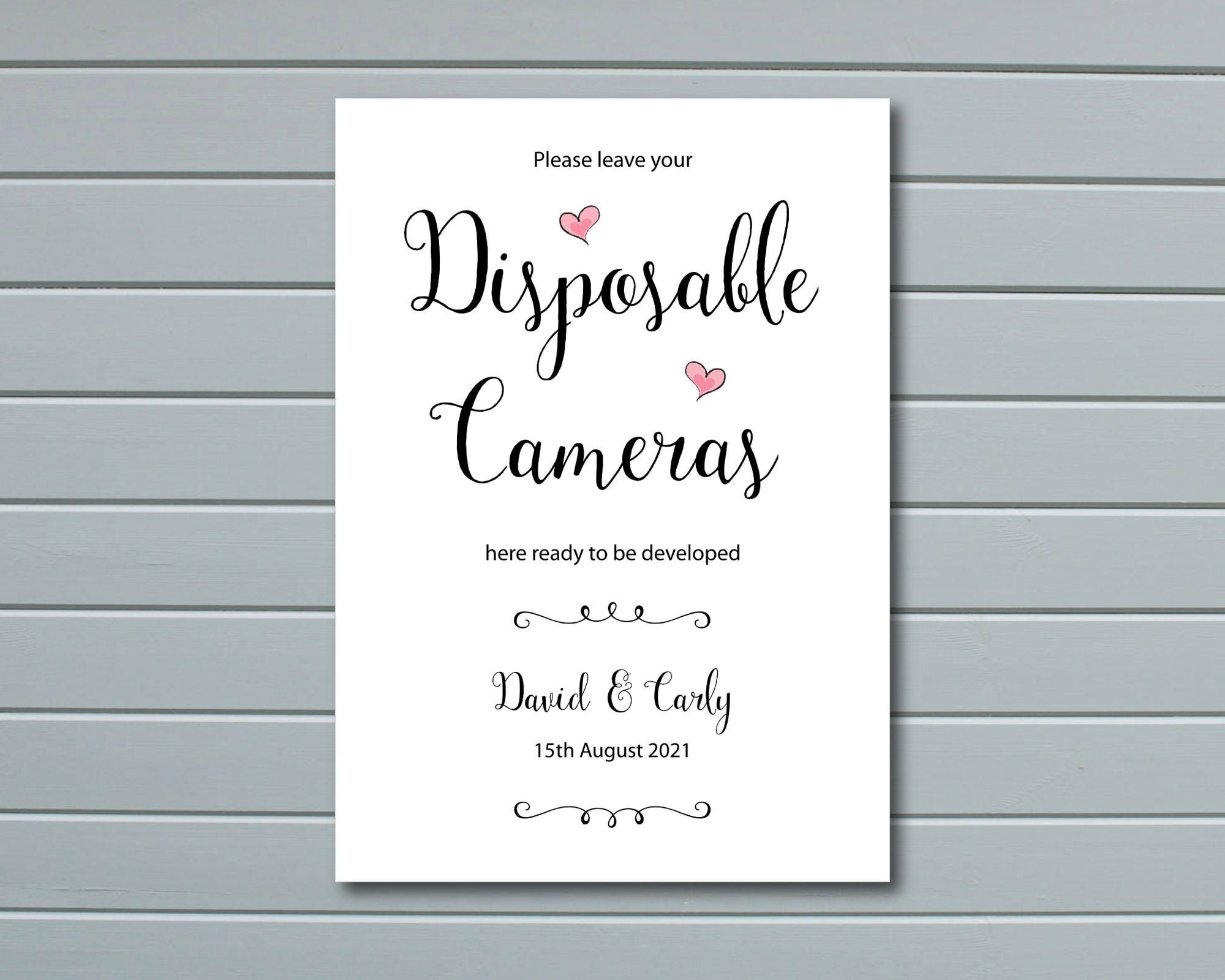 A4 Wedding Sign Please Leave your Disposable Cameras Here Etsy