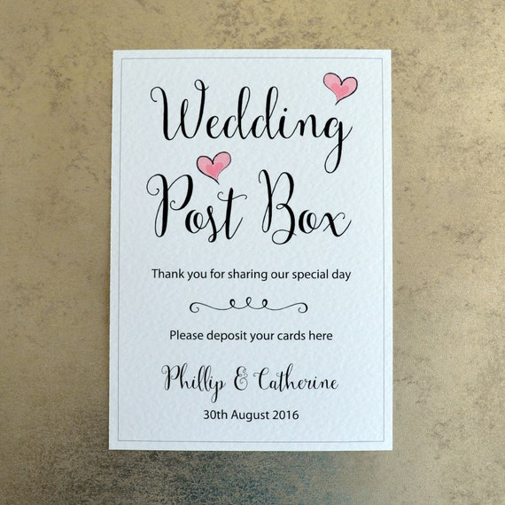 Wedding Post Box Card Sign Personalised With Bride And Groom S Name Wedding Date