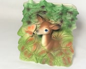 Vintage Deer in Forest Planter Bambi Planter MCM Animal Planter Deer Fawn Planter Kitschy Animal Planter Ceramic Deer Planter