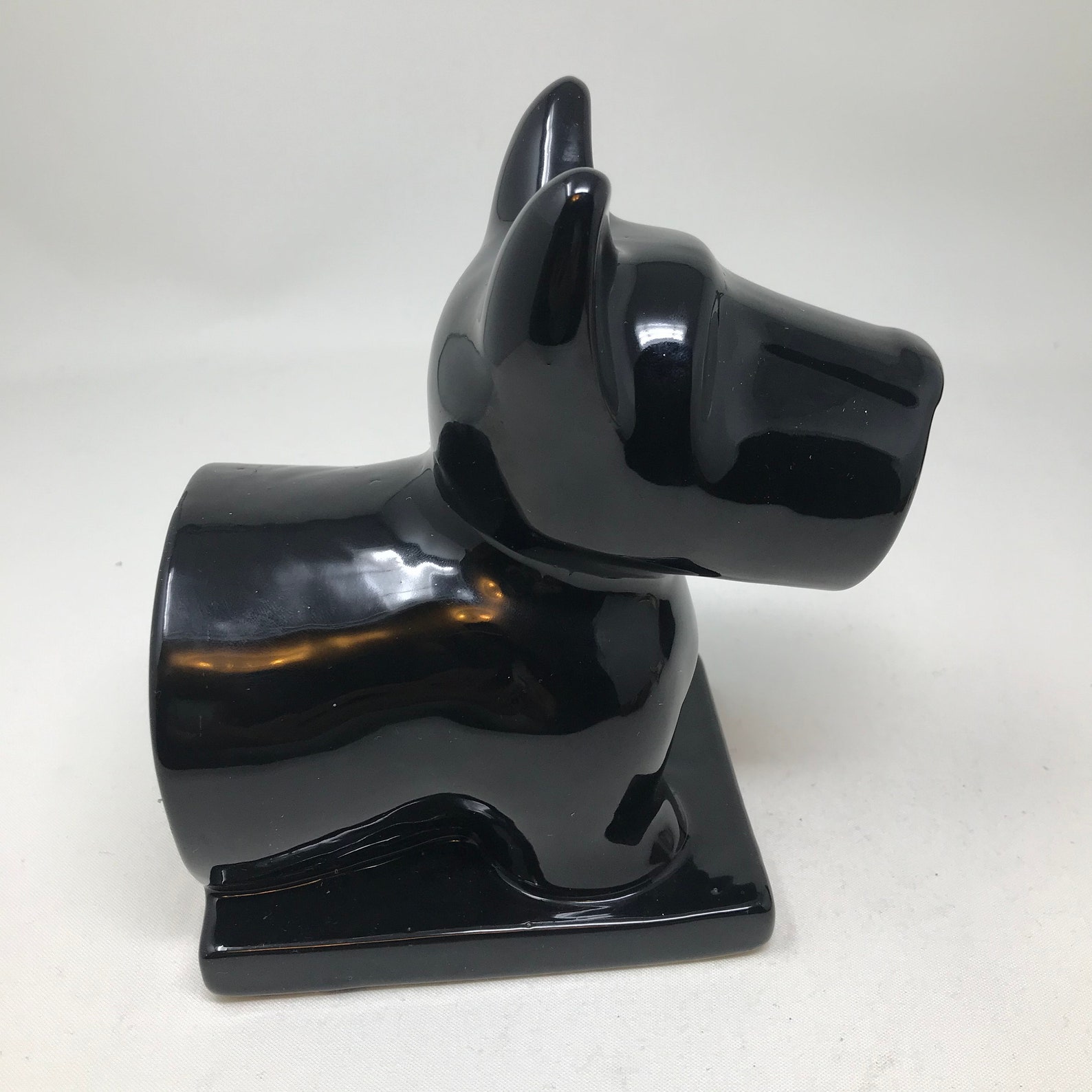 Scotty Dog Bookend /shiny Black Ceramic Dog Bookend /scotty Etsy