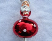 Vintage Christopher Radko Authentic Christmas Ornament crystal hand painted 1993 Mushroom Santa 93-212-0 2 sided Santa Face Rare Poland NOS