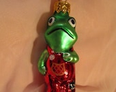Vintage Christopher Radko Authentic Christmas Ornament crystal hand painted 1991 Froggy Frog Child Frog 94-073 Made in Poland NOS