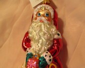 Vintage Christopher Radko Authentic Christmas Ornament crystal hand painted 2000 His Hers-2 sided 00-107-0 Made in Poland NOS