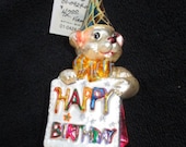 Vintage Christopher Radko Authentic Christmas Ornament 2001 Birthday Bear 01-0424-0 Made in Poland NOS