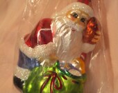 Vintage Christopher Radko Authentic Christmas Ornament crystal hand painted 1995 Santa with Presents Bag Early Made in Poland NOS