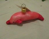 1 Vintage Christopher Radko Authentic Christmas Ornament crystal hand painted 1998 Dolphin Frost 98-002-0 Pink Made in Germany NOS