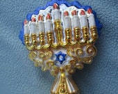 Vintage Christopher Radko Authentic Christmas Ornament crystal hand painted 2000 Sacred Lights 00-335-0 Jewish Menorah Made in Poland NOS