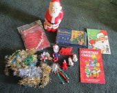 Vintage Christmas MCM Garland Blow mold Royalites putz Mid Century Mod spun cotton felt Japan France plastic candy container maison bail