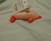1 Vintage Christopher Radko Authentic Christmas Ornament crystal hand painted 1998 Dolphin Frost 98-002-0 Orange Made in Germany NOS