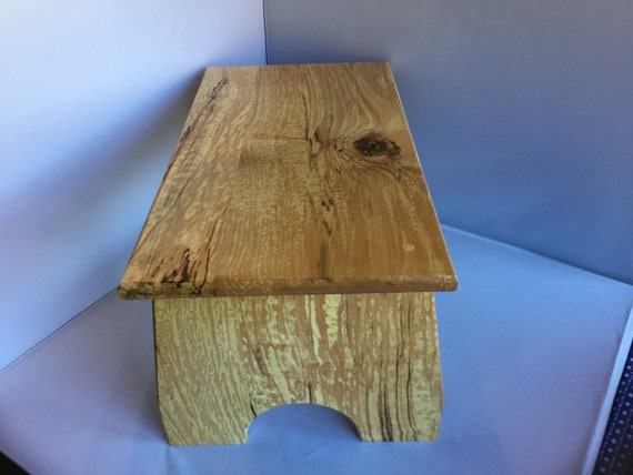 Adult Spalted Maple Hardwood Step Stool Handcrafted Step Stool