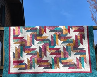 Moscato Batik Throw Quilt/ Purple Throw Quilt/Turquoise Throw Quilt/Bohemian Throw Quilt/Tropical Batik Throw Quilt/Beach House Throw Quilt