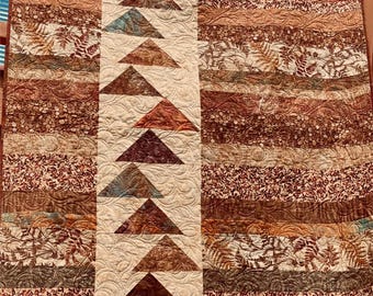 Go fly away Earth tone Throw Quilt/Natural textures Throw quilt/