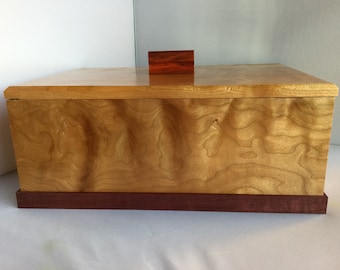 Handcrafted Cherry Memorial Box |  wooden box | gift box | memorial  box for two | jewelry box | Curly Cherry wood