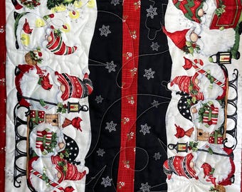 Holiday Gnomes Table runner/. Winter Themed Table runner/ Christmas Table Runner