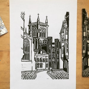 St John's College, Cambridge - Original Handmade Linocut Print