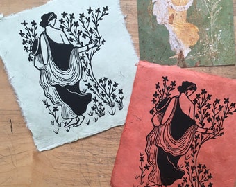 Flora - Original Handmade Linocut Print