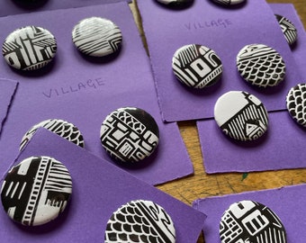 Pin Badge - Village Pattern