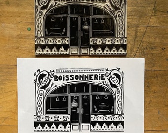 Boissonnerie  - Original Handmade Linocut Print