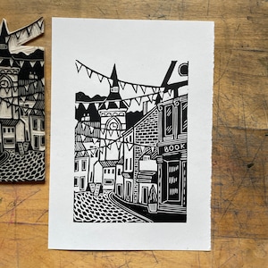 Hay-on-Wye - Original Handmade Linocut Print