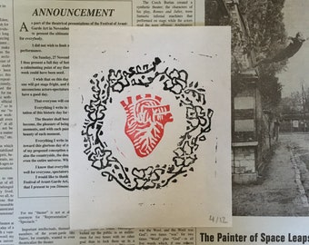 Be Gentle With Your Heart - Original Handmade Linocut Print
