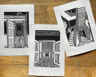 A Haunted House - Original Handmade Linocut Prints