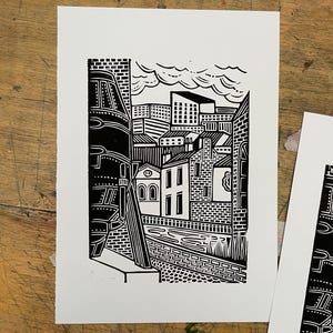 Kelham Island, Sheffield - Original Handmade Linocut Print