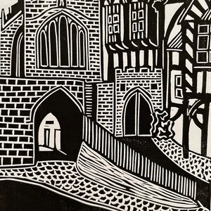 Lord Leycester Hospital, Warwick Original Handmade Linocut Print image 2