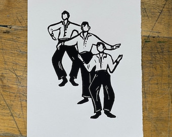 Talking Heads - Original Handmade Linocut Print