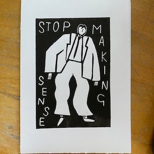 David Byrne - Original Handmade Linocut Print