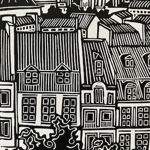 Les Halles, Paris Original Handmade Linocut Print zdjęcie 2