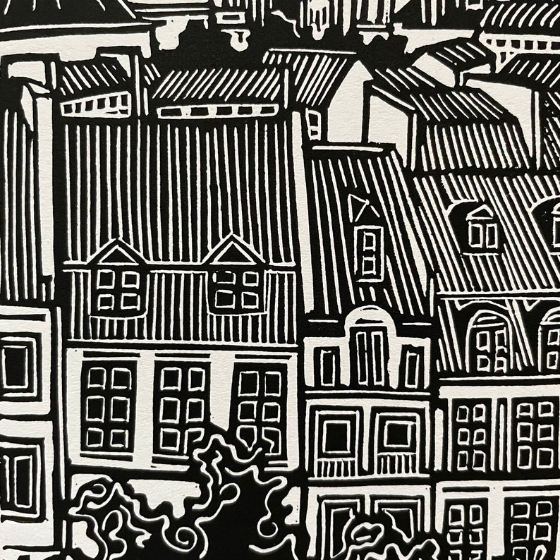 Les Halles, Paris Original Handmade Linocut Print zdjęcie 2