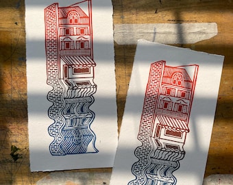 Sunrise Sunset - Original Handmade Linocut Print