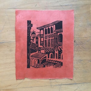 Santillana del Mar - Original Handmade Linocut Print