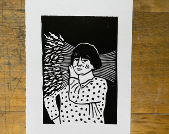 Agnès Varda - Original Handmade Linocut Print