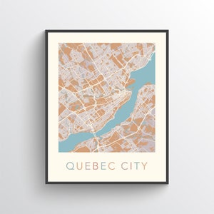 Carte de la ville de Québec, carte du Québec, plan des rues de Québec, impression de la ville de Québec, carte routière du Québec, art du Québec, impression du Québec, affiche du Québec, QC, Canada