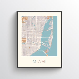 Miami Map, Miami Poster, Miami Print, Map of Miami, Miami Street Map, Miami City Map, Miami Art, Miami, US Art, US Print, US Poster