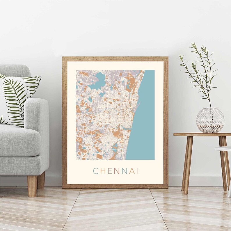 Chennai Map Chennai India Chennai Print Chennai Poster Etsy