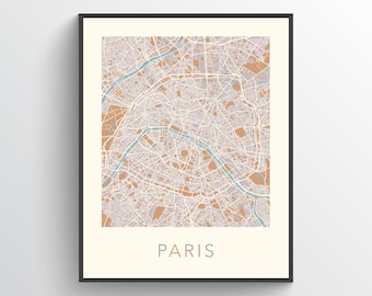 Paris Map Print, Paris France, Paris Street Map, Paris City Map, Paris Art Map, Paris Wall Art, Paris Poster, Paris Gift Map, Paris Decor
