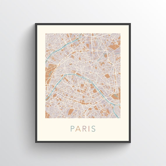 Paris Map Print Paris France Paris Street Map Paris City | Etsy