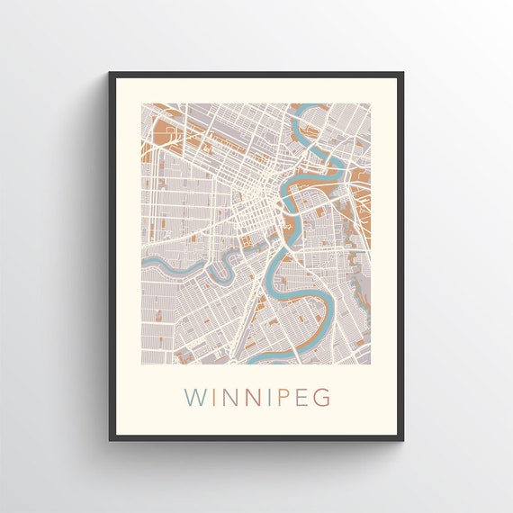 Winnipeg Map Winnipeg Print Winnipeg Poster Winnipeg Art Etsy