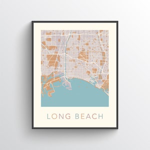 Carte de Long Beach, Long Beach en Californie, impression de Long Beach, affiche de Long Beach, impression de carte de Long Beach, art de carte de Long Beach, Long Beach en Californie