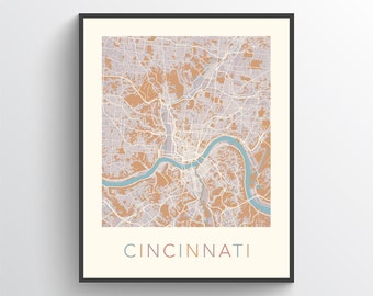 Cincinnati Map Print, Cincinnati Ohio, Cincinnati Print, Cincinnati Map, Cincinnati Poster, Cincinnati Art, Cincinnati Gift, Cincinnati OH